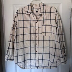 Universal Thread Cream and Blue Checkered Shirt